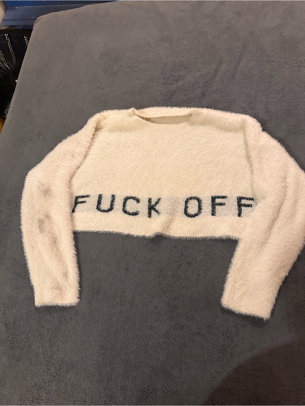 Crop sweater “F*** off” OOAK